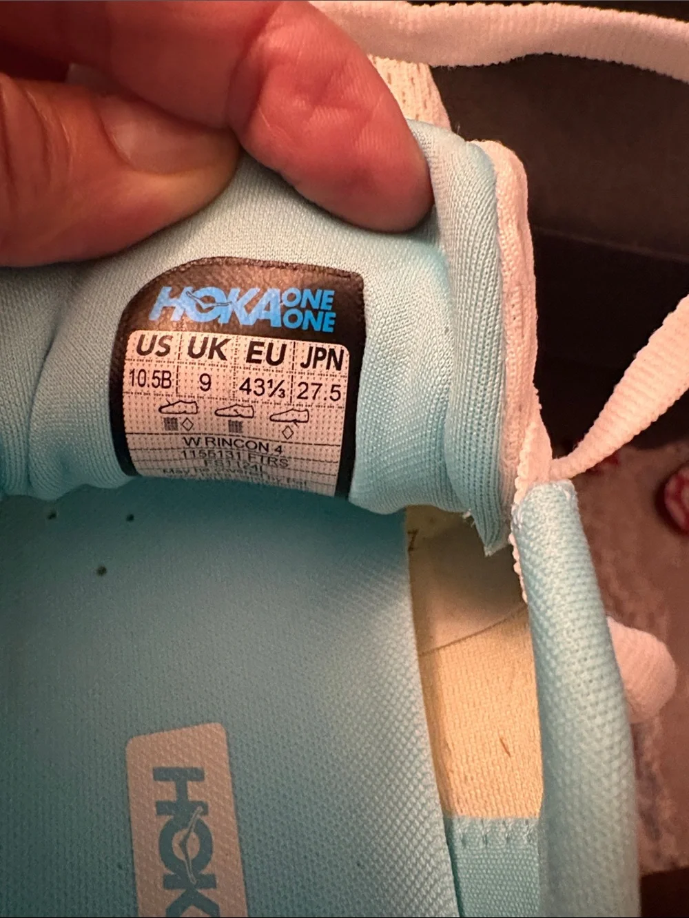 Hoka Women’s White & Aqua Running Sneakers with Gold Logo